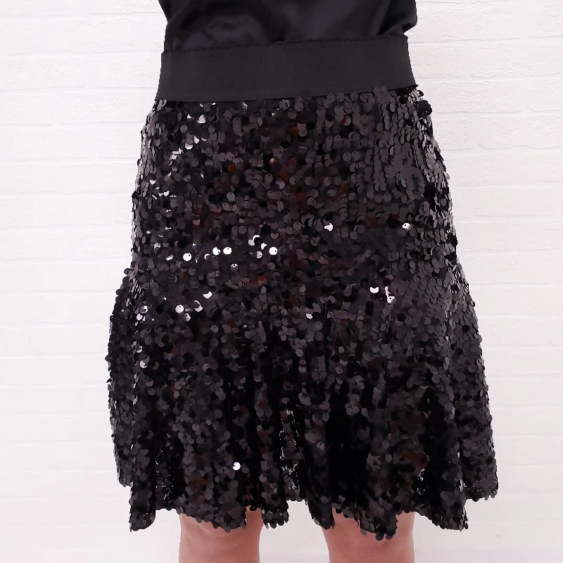 DOLCE & GABBANA BLACK SEQUIN SKIRT - SIZE 42