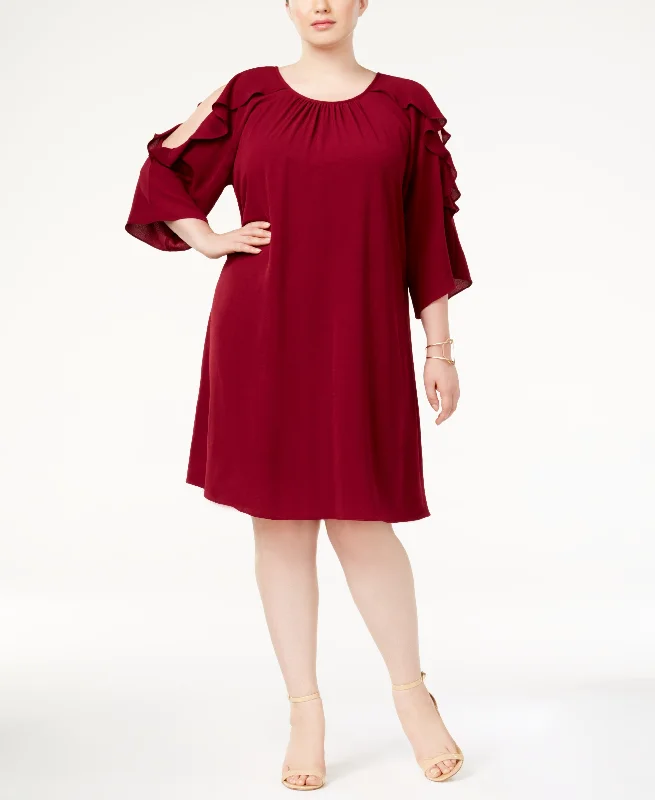 Jessica Howard Plus Size Ruffled Cold Shoulder Dress