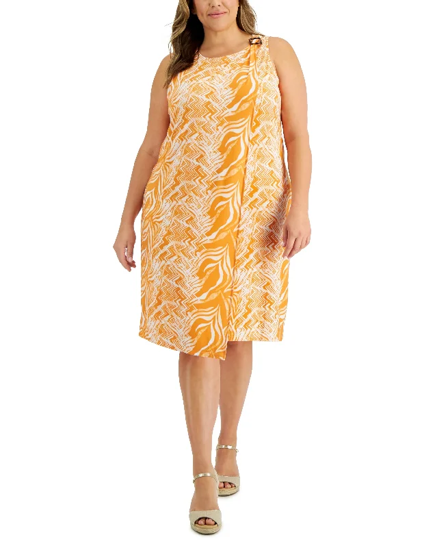 JM Collection Plus Size Abstract Animal Sleeveless Dress