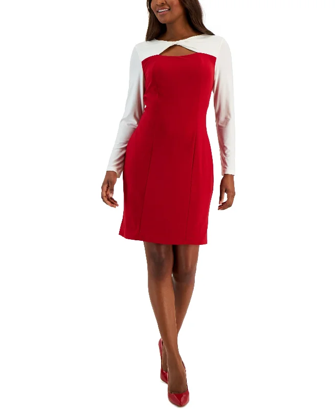 Women's Colorblock Knot-Neck Bodycon Dress